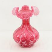 Fenton Cranberry Spanish Lace Ruffled Vase 8