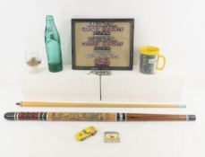 Pool Cue, Lighter, Car Emblems, Coins & More