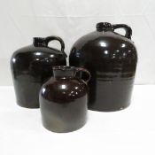 2 gal, 1 gal & 1qt Albany Slip Stoneware Jugs
