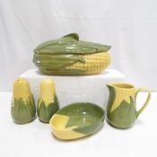 Shawnee Pottery Corn Casserole, Dish, Creamer, S&P