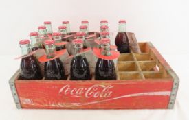 2012 Coca-Cola Bottles in Wooden Tray