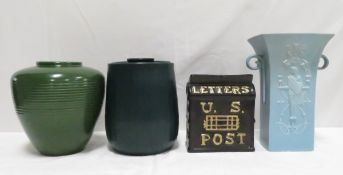 Red Wing Ceramastone Canister, Post Box & 2 Vases