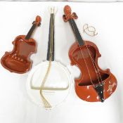Banjo & Violin Wall Pockets & Violin Ashtray