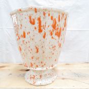 Red Wing Orange & White Splatter Planter- signed