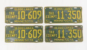 2 sets - 1950's Minnesota License Plates
