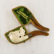 Carved Meerschaum Pipe in Case