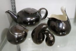 Red Wing Town & Country Teapot, Sugar, Creamer,S&P