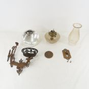 Antique Victorian Cast Iron Wall Mount Oil Lamp