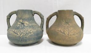 2 Red Wing Brushware Vases #139-Dark & Light Green