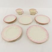 Belleek Limpet Pink Porcelain Cups & Saucers