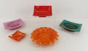 5 Red Wing Art Pottery Ashtrays- including rare 19