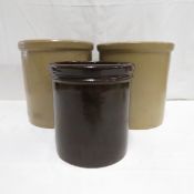 2 Salt Glaze & 1 Brown Minnesota Stoneware Crocks