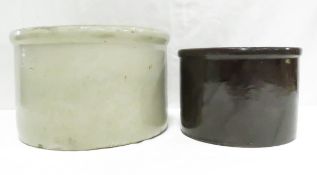 2 Stoneware Low Butter Crocks