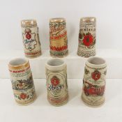 6 LE Numbered Stroh's Beer Steins