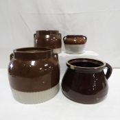 1 Small Omar & 3 Assorted Stoneware Bean Pots