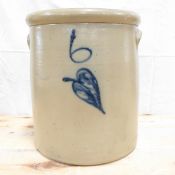 6 Gallon Leaf Salt Glaze Crock