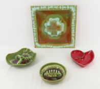 4 Red Wing Art Pottery Mid Century Ashtrays