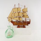 Victory Ship Model and Glass Flask
