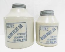 2 Red Wing Union Stoneware Mason Fruit Jars