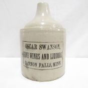 Oscar Swanson Minnesota Stoneware 1/2 gallon Jug