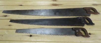 3 Vintage Cross-Cut Logging Saws