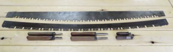 2 Vintage Cross-Cut Logging Saws & Handles