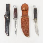 2 Vintage Western Hunting Knives with sheaths