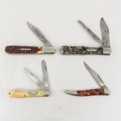 4 Large Vintage Pocket Knives, Schrade, Imperial