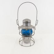 SOO Line Short Blue Glass Globe Lantern