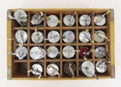 23 Bait Casting Reels in Wood Coca-Cola Tray