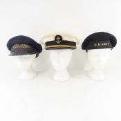 3 WWII US Navy Hats