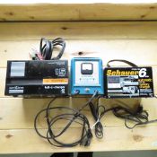 3 Vintage Car Battery Chargers, Schauer & More