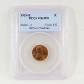 1955 S Lincoln Wheat Cent PCGS MS65RD