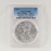 2021 American Silver Eagle PCGS MS69 Type 1