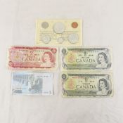1965 Canadian Silver Mint Set & notes, Euro note