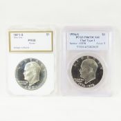 2 Graded Proof Eisenhower Dollars 1971 S & 1976 S