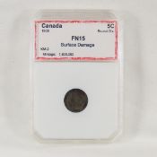 1900 Canadian 5 cent PCI FN15 Round O's