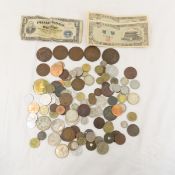 Foreign Coins & Currency, some silver