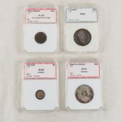 4 Graded Coins; 1861 Nova Scotia Half Cent AU55