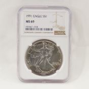 1991 American Silver Eagle NGC MS69