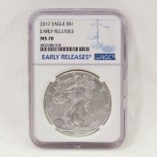 2017 American Silver Eagle NGC MS70 EARLY RELEASES