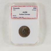 1912 Canadian 25 cent PCI AU50 Surface Damage