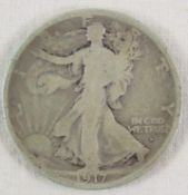 1917 D Obverse Walking Liberty Silver Half Dollar