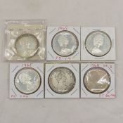 6 1966 Canadian Silver Dollars