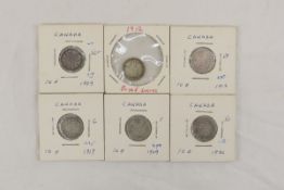6 Canadian Silver Dimes 1909-1930