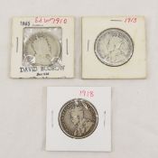 1910, 1913, & 1918 Canadian Silver Half Dollars