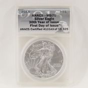 2015 American Silver Eagle ANACS MS70