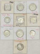 10 Canadian Silver Quarters 1963-1967