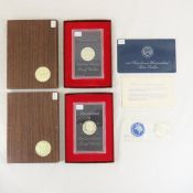 3 1974 Eisenhower Silver Dollars, 2 Proof & 1 UNC