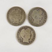 1900, 1901, 1906 Barber Silver Half Dollars